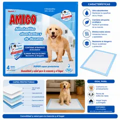 GENERICO - Amigo Almohadillas Absorbentes y de Descanso para Perros 4 Unidades ( 60*60 cm)