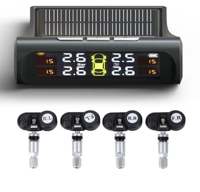 Medidor De Presión De Llantas Solar Interno Sensor TPMS Auto Camioneta