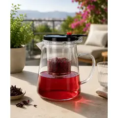 GENERICO - Jarra Infusora de Vidrio Borosilicato 720ML con Filtro y Tapa Hermética para Té e Infusiones