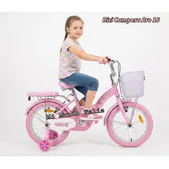BABY KING - Bicicleta para Niña Aro 16 con Canasta Rosado Pastel