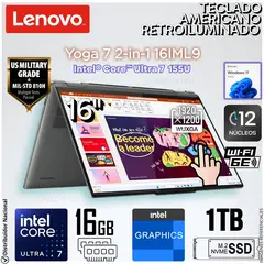 LENOVO - Laptop Lenovo Yoga 7 Dos en Uno de 16" Intel® Core™ Ultra 7 155U 16GB RAM-LPDDR5X 1 TB SSD 16IML9 - 83DL0002US