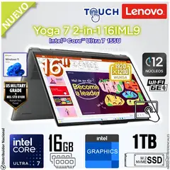 LENOVO - Laptop Lenovo Yoga 7 Dos en Uno de 16" Intel® Core™ Ultra 7 155U 16GB RAM-LPDDR5X 1 TB SSD 16IML9 - 83DL0002US