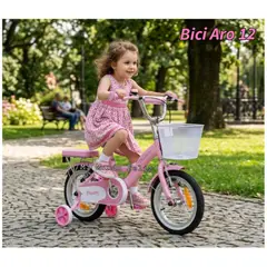 BABY KING - Bicicleta para Niña Aro 12 con Canasta Rosado Pastel