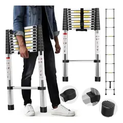 GENERICO - ESCALERA TELESCOPICA RECTA PLEGABLE RETRACTIL 3.90M COD TZ-27