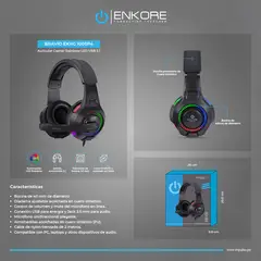 ENKORE - Audífonos Gamer Enkore Bravio EKHG 1005P4  Micrófono  USB + Jack 3.5mm  Negro