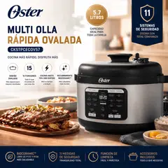 OSTER - Olla Multifunción Oster CKSTPCECOV57 5.7L Ovalada 15 Funciones Bioceramic Multiolla Rápida
