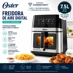 OSTER - Freidora de Aire Oster CKSTAF75WDSSDF 7.5L Digital DiamondForce Ventana Luz Interna