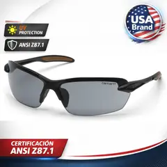 GENERICO - Lentes de Seguridad Carhartt spokane Smoke ANSI Z87 Protección UV 99.9%