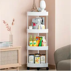 GENERICO - Carrito organizador esquinero 4 niveles de plastico Blanco