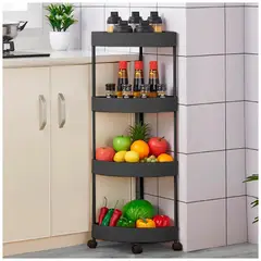 GENERICO - Carrito organizador esquinero 4 niveles de plastico Negro