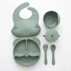GENERICO - Set de alimentación de silicona Osito bebé verde