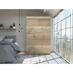 TUHOME - Ropero Manila 5 Puertas Duna Y Blanco 187,5x120,0x51,5 Cm