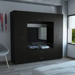 TUHOME - Ropero Tv46" 6 Puertas 2 Cajones Manila Z-200 Wengue 179,85x198,4x49,55 Cm