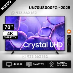 SAMSUNG - Televisor Samsung Smart TV 4K UHD 70 Pulg Crystal UN70U8000FG Modelo Nuevo
