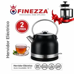 FINEZZA - FINEZZA - HERVIDOR ELÉCTRICO DE ACERO INOXIDABLE DE 2 LITROS - 2200W + CAFETERA GRATIS