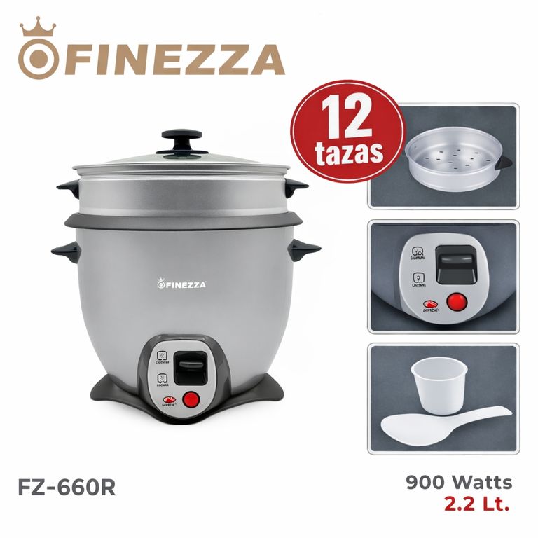 FINEZZA - OLLA ARROCERA DE 12 TAZAS CON FUNCIÓN SOFRITO Y VAPORERA - 900W