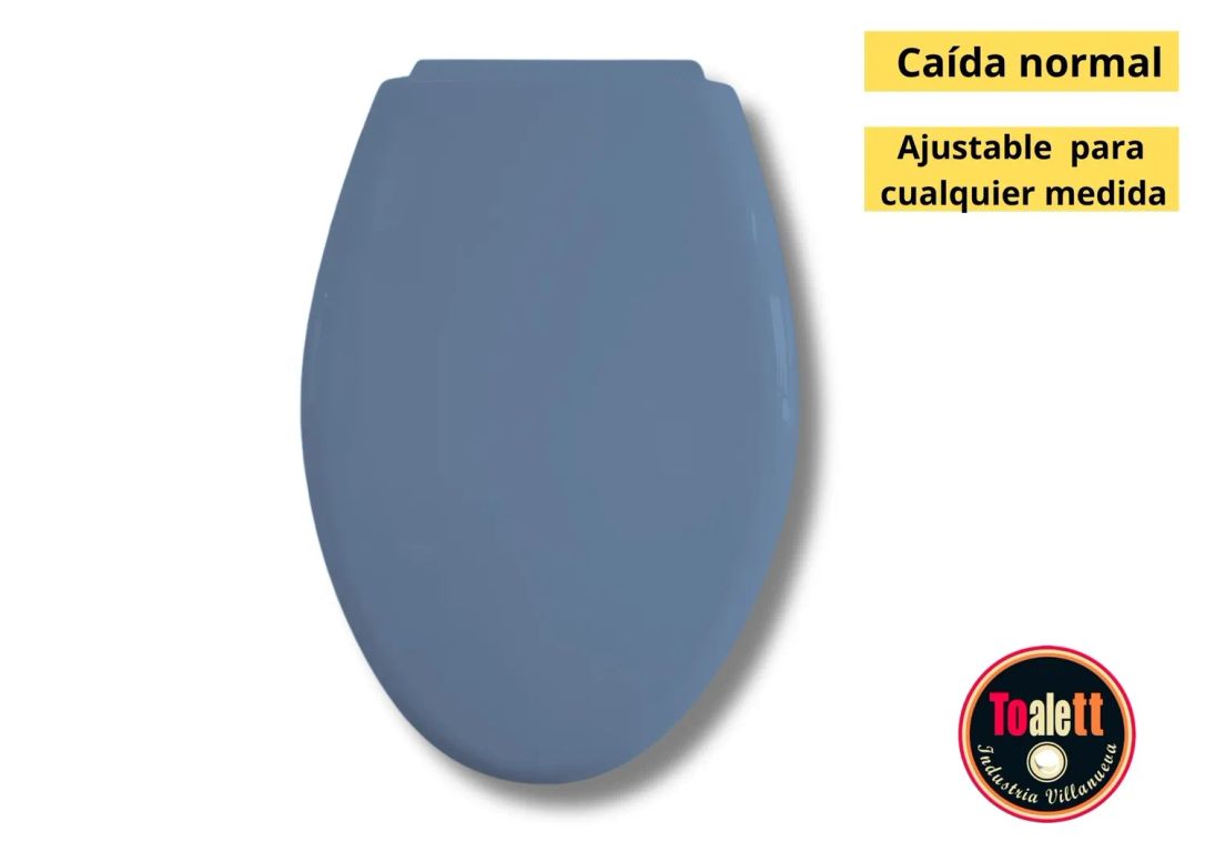 Asiento Tapa Inodoro Elongado Azul Caída normal