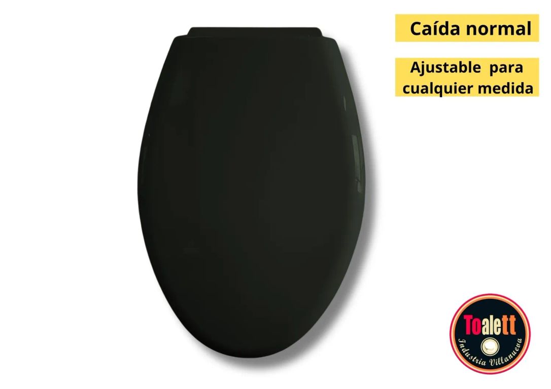 Asiento Tapa Inodoro Elongado Negro Caída normal