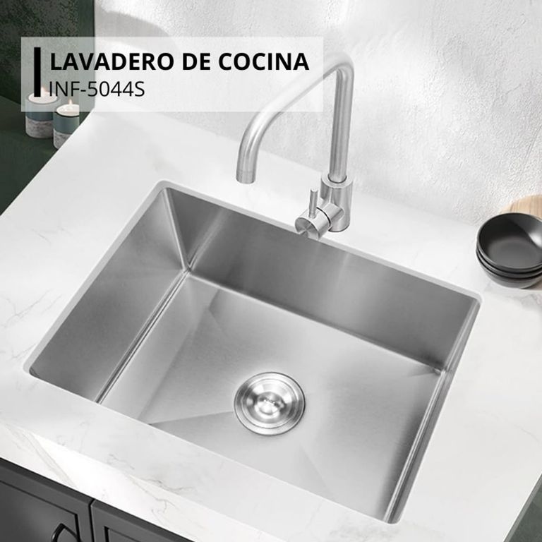 Lavadero Rectangular Satinado Acero Inoxidable con Canastilla