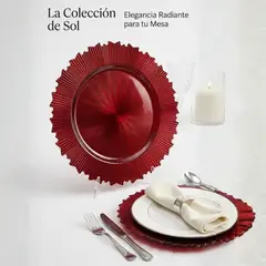 Ichimatsu - Plato base de Plástico Navidad Sol Rojo 33 cm (13”) rayas sol