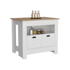 FMFURNITURE - Isla De Cocina 2 Puertas Fm-005B Blanco