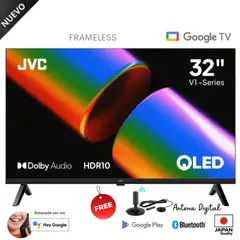 JVC - Televisor JVC 32 QLED HD Google Tv LT-32KM1584 Smart Tv + Antena digital Gratis