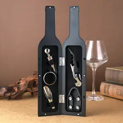 GENERICO - Set Sacacorcho para Vino 5 Piezas Kit Estuche Botella Elegante