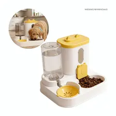 GENERICO - Dispensador de Agua y Comida para Mascotas 2 en 1 - Amarillo