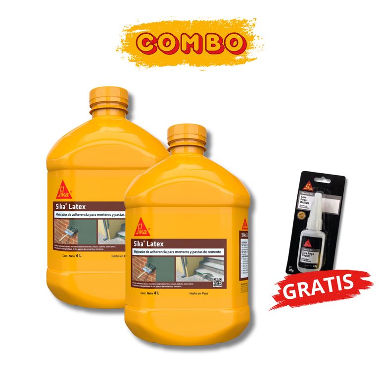 Pack 2 unidades de Mejorador de Adherencia para Morteros Sika® Latex x 4L + Gratis Sikafast 201