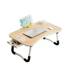 NEO DIGITAL - Mesa plegable para laptop sofá cama multiusos con cajón DK01 - Beige