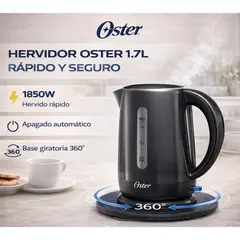 OSTER - Hervidor Eléctrico Oster 1.7L BVSTKT3101 Negro Base 360° Apagado Automático 1850W