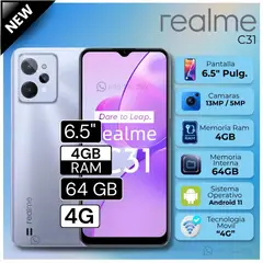 REALME - Celular Realme C31 6.5"  Pulg. 4GB RAM 64GB Android 11 - Plata
