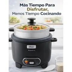 OSTER - Arrocera Oster 15 Tazas 3 en 1 con Sofrito y Vaporera - Antiadherente DiamondForce CKSTRC15DFBLK