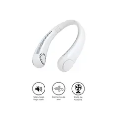 S&T - Ventilador Cuello Portátil Recargable Digital Blanco USB