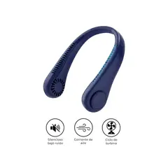 S&T - Ventilador Cuello Portátil Recargable Digital Azul USB
