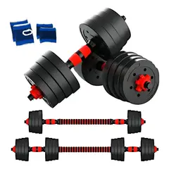 EVERSO - Set Mancuernas Ajustables 20 kg con Barra Pesas Fitness Gimnasio