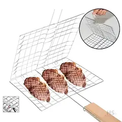 OEM - Parrilla Rejilla Doble Pequeña Para BBQ Con Mango De Seguridad