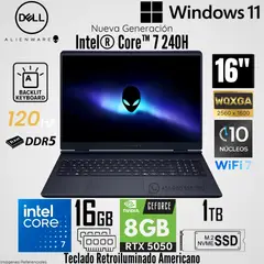 Dell - Laptop Dell Alienware 16 Aurora Intel Core 7 240H 16GB RAM 1TB SSD RTX5050-8GB 16"  WQXGA 120Hz
