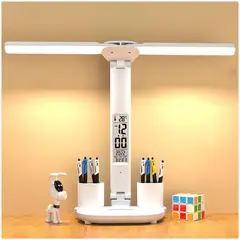 NEO DIGITAL - Lámpara de escritorio LED táctil plegable recargable Hora Fecha Temperatura LT06