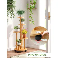 GENERICO - Porta Macetero de 5 Repisas PINO NATURAL