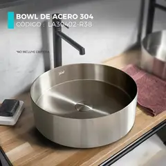FRATELLI - Bowl Circular de Acero Inoxidable Satinado con Desagüe LA30402-R38