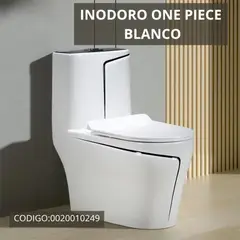 FRATELLI - Inodoro One Piece Minimalista Blanco con Líneas Negras Cuadrado 8285