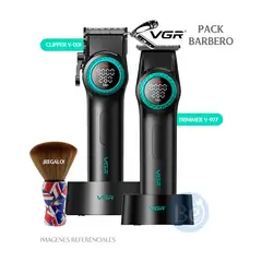 GENERICO - Pack Barbero VGR Cortadora V-001 y Trimmer V-977 Color Negro