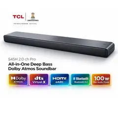TCL - SOUNDBAR TCL BLUETOOTH 100W CON DOLBY ATMOS 2.0 S45H - NEGRO