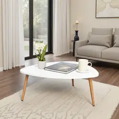 TUHOME - Mesa De Centro Narvik Bordes Ovalados Blanco