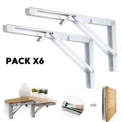 Pentha - Repisa Soporte Ángulo Plegable Push 40cm Pack X6