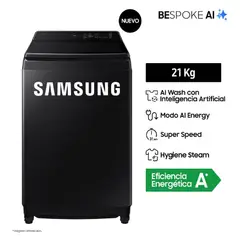 SAMSUNG - Lavadora Samsung AI Wash EcoBubble 21Kg WA80F21S8BPE  Negro