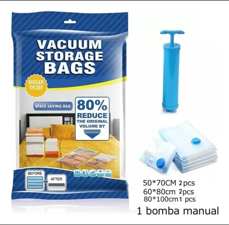 PACK DE 5 BOLSAS AL VACIO MAS UNA BOMBA MANUAL..