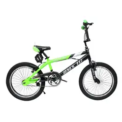 GENERICO - Bicicleta BMX Freestyle Aro 20 con Timón 360° Negra con Verde