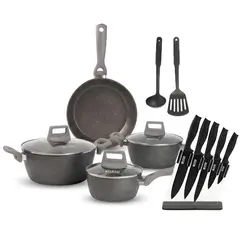 Belessi - Combo x14: Juego de ollas x9 + Set de Cuchillos x5